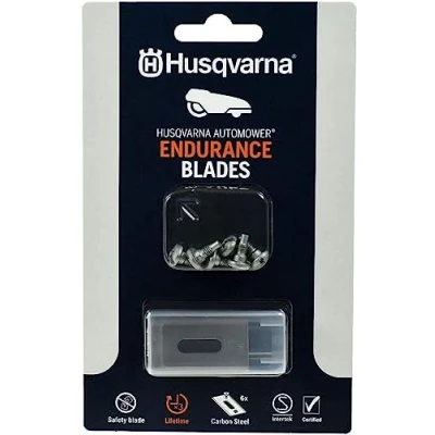 Imagen de Husqvarna Automower Endurance Cuchillas 6 Cuchillos con tornillos Agujero largo de calidad más duraderos Apto para todos los cortacésped Husqvarna/Gardena/McCulloch