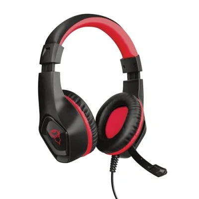 Imagen de Trust Gaming GXT 404R Rana Auriculares, Auriculares con Micrófono y Diadema Ajustable, Mando a Distancia Integrado, Cable de 1 m, para PC, Switch, Consola Rojo