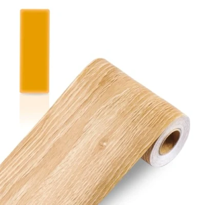 Imagen de ZTVOWTO Color de grano madera Adhesivo autoadhesivo para pared con borde papel pintado impermeable Cenefa adhesiva diseño decoración del hogar, （10） cm x m, (Roble Cafetero)
