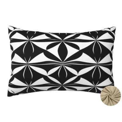 Imagen de Funda Cojin 50x70 cm Fundas Cojines Negro Cama Decorativos Juego de 2, Blanco Almohada Lumbar Rectangular Sofa para Jardin Sala Estar Dormitorio Decoracion Hogar dm467