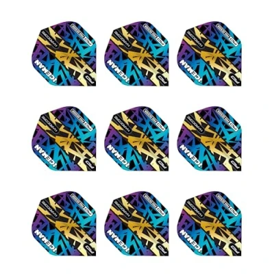 Imagen de RED DRAGON Gerwyn Price Hardcore Premium Dardos de arco iris y oro, 3 juegos por paquete (9 plumas en total)