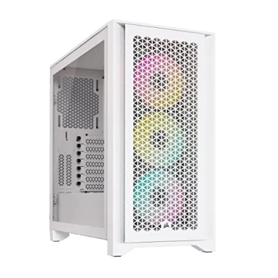 Imagen de Corsair Semitorre iCUE 4000D RGB Airflow, 3 Ventiladores AF120 Elite Controlador Lighting Node Pro Diseño de Alto Flujo Aire Blanco Verdadero