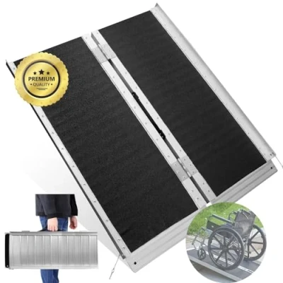 Imagen de OrtoPrime Rampa para Silla de Ruedas Plegable y PORTÁTIL Salvaescaleras Portátil Carga Minusválidos Seguridad Salva Escalones