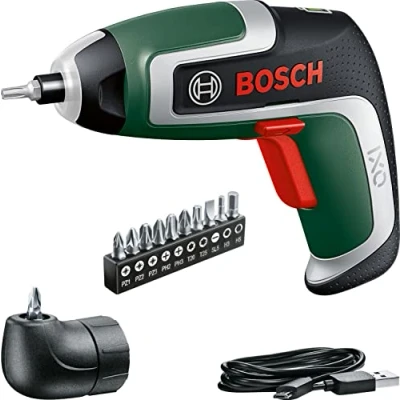 Imagen de Bosch Home and Garden atornillador a batería compacto IXO set (7.ª generación; 3,6 V; 2,0 Ah; 5,5 Nm; adaptador de atornillado en ángulo; con cable micro USB; atornilla hasta 190 tornillos; caja)
