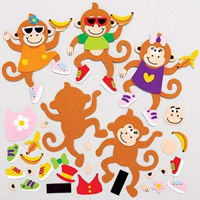 Imagen de Baker Ross Kits de Imanes Combinables Mono AT771 (paquete 8) para proyectos arte y manualidades niños, surtidos