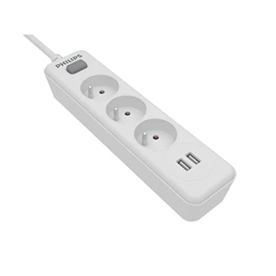 Imagen de Philips Regleta de 3 enchufes SPN3032WA/19, 230 V, con USB, Color Blanco