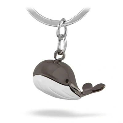 Imagen de TROIKA Jack Pott KR18 17/GM Llavero Ballena, cachalote, mar, mamíferos marinos metal fundido brillante cromado gris bronce plateado original, Negro, 8,3cm, Clásico