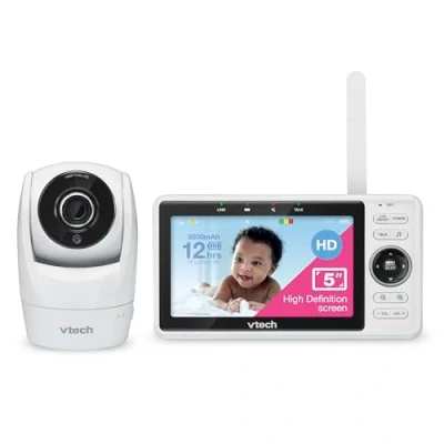 Imagen de VTECH Vigilabebés WiFi Inteligente VM901, Pantalla 720p de 5 Pulgadas, cámara vídeo 1080p, visión Nocturna HD, Zoom panorámico/inclinable Totalmente Remoto, conversación bidireccional.