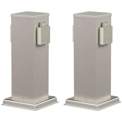 Imagen de ledscom.de 2 pzas. Toma de jardín Pilar Polly para Exterior, IP44, vías, Acero Inoxidable, Angular, 27 cm