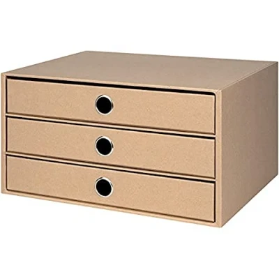Imagen de Rössler Papier 1524452623 S.O.H.O. Caja de 3 cajones para DIN A4, con agujero agarre, Kraft, 343 x 250 185 mm, 1 unidad