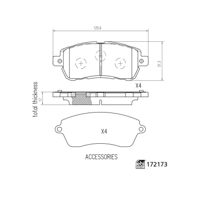 Imagen de FEBI BILSTEIN 172173 Juego de pastillas freno Eje delantero FORD: KA+ Hatchback, Berlina