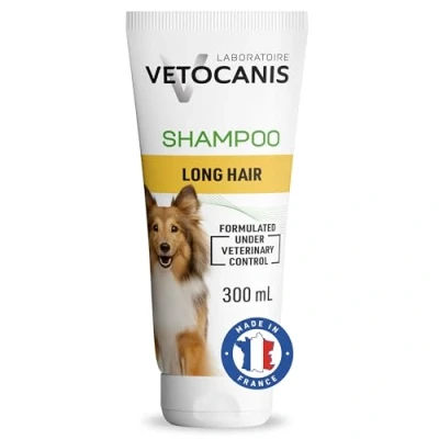 Imagen de Vetocanis Champu para Perros Desenredante Pelo Largo Natural Sin Parabenos ni Silicona AspectoBrillante y Sedoso Formulado bajo control Veterinario Fabricado en Francia 300 ml