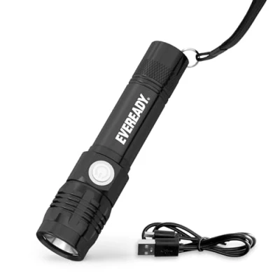 Imagen de Energizer Eveready linterna LED recargable superbrillante, para luces al aire libre, ideal emergencias y campamentos. Peso ligero, resistente agua a los impactos, cable de carga