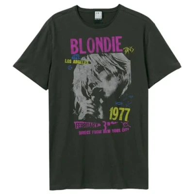 Imagen de Amplified Camiseta Tour 77 Blondie para Adultos Unisex (L) (Carbón)