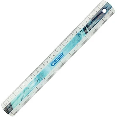 Imagen de Westcott Regla de plástico con aspecto mármol y arte 30 cm, color turquesa, E 13300 Blue
