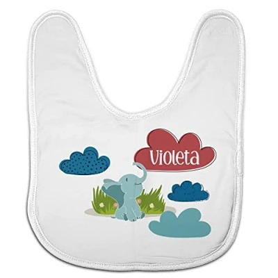 Imagen de LolaPix Babero Bebe Niño. con Nombre. Regalos Personalizados Personalizado Bebe. Varios diseños. Elefante Infantil