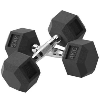 Imagen de HOMCOM Juego de Mancuernas 8kg con Barra Conexión Metálica y Cabeza Hexagonal Pesas para Entrenamiento en Casa Gimnasio Oficina Negro Plata