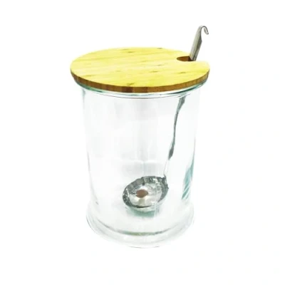 Imagen de Saveur &amp; dégustation Sabor y degustación KA1574 Jarro de bebida 5 L madera suelta/ acero inoxidable / vidrio 19 x 30,5 cm transparente marrón