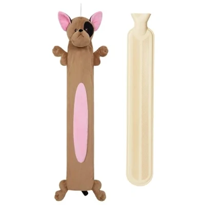 Imagen de Bolsa Agua Caliente con Funda de Felpa Botella Caucho Natural, 1 Litro Animal Peluche Regalos Navidad (Bulldog Francés Largo)