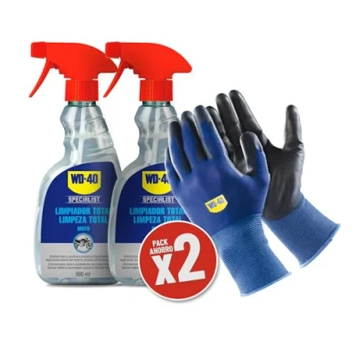 Imagen de WD 40 Pack de 2 Limpiador Total para Moto 500 ml x2 + paño Microfibra