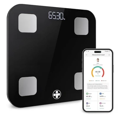 Imagen de Báscula Inteligente BMI Reliance Medical, Digital de Grasa Corporal con Pantalla LED, Seguimiento Preciso del Peso, Baño, Tamaño L 28cm x W D 2,4cm, Pack 1