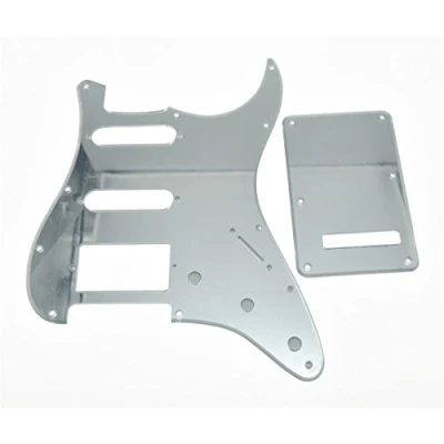 Imagen de KAISH Golpeador estilo ST/Strat de 11 agujeros HSS con placa trasera ST cubierta trémolo trem para Estados Unidos/México Stratocaster/Strat espejo plateado 1 capa