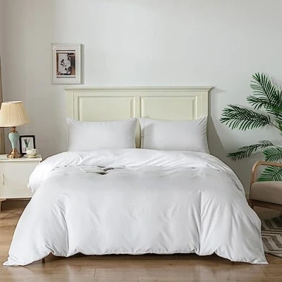 Imagen de Good Nite Juego de Funda edredón con Fundas Almohada Microfibra Suave (Blanco, King 230 x 220 cm)