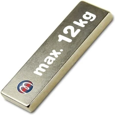 Imagen de Imán Rectángulo Bloque magnético Neodimio 60 x 20 5mm N45 (NdFeB), Níquel Fuerza de sujeción 12 kg Imanes permanentes super potentes Tierras Raras para la industria y el hogar