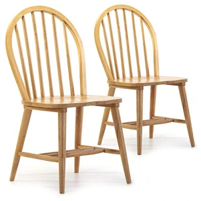 Imagen de VS Venta stock Pack 2 sillas Clarck Color Roble, Madera Maciza, 48 cm (Largo) (Profundo) 92 (Alto)