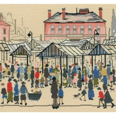 Imagen de Bothy Threads Lowry Market Scene, Northern Town Counted Cross Stitch Kit by