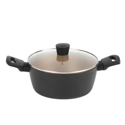 Imagen de Russell Hobbs RH01670BEU7 Opulence Collection Olla con Tapa, Antiadherente, Inducción y apto para lavavajillas, Negro Oro, Acero inoxidable, 24 cm