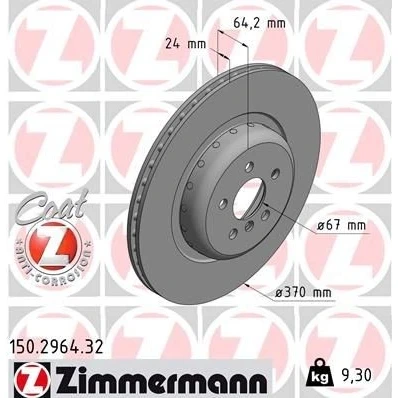 Imagen de ZIMMERMANN 150.2964.32 disco de freno 370 24 6/5 5 112 ventilación interna, dos piezas revestido altamente carbonizado BMW: 7, X5