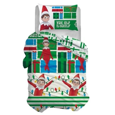 Imagen de The Elf On Shelf Juego de Funda nórdica Individual algodón, edredón, edredón + Almohada, 100% Producto Oficial (no Contiene sábana Bajera Ajustable)