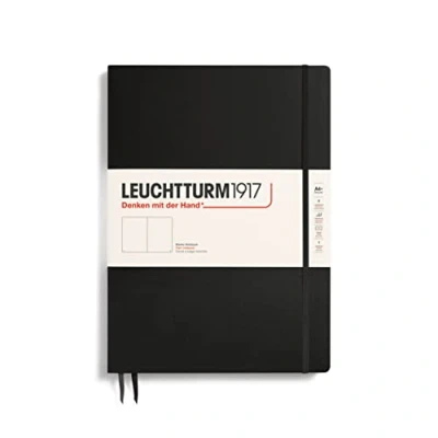Imagen de LEUCHTTURM1917 330754 Libreta de notas Master Slim (A4+) tapas duras, 123 páginas numeradas, negro, lisa