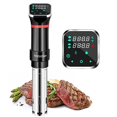 Imagen de TEEUCNY Sous Vide Aparato de Cocina Precisión, Máquinas para Cocinar al Vacío, Circulador Inmersión Termal con Pantalla LCD Legible, Temporizador Ajuste Temperatura, Noxidable Libre BPA 1100W