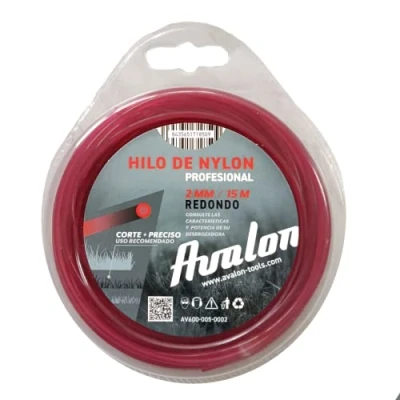 Imagen de Avalon Hilo Redondo de Nylon Universal para Desbrozadora y Cortacesped (2 mm x 15 m) Alta Durabilidad Rendimiento Óptimo en Las tareas desbroce