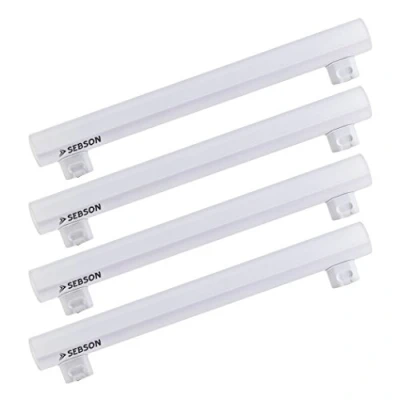 Imagen de SEBSON Bombilla LED S14S 4W Equivalente a 35W 400 Lúmenes Blanco Cálido 3000K No Regulable Angulo de Haz 150 Tubo 30cm 230V Juego 4