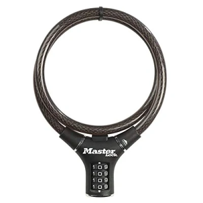 Imagen de MASTER LOCK Candado Bicicleta, 90 cm Cable, Combinación, Exterior 8229EURDPRO, para Monopatín, Paseante, Cortacésped y Otro Equipo