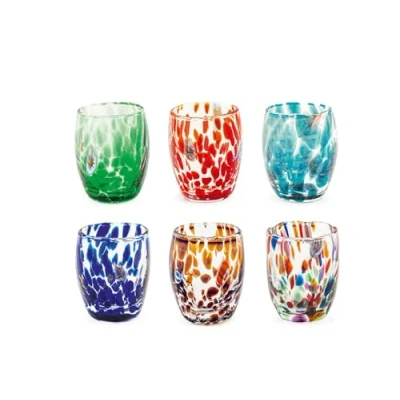Imagen de H&amp;h set 6 bicchieri veneziano in vetro decorato multicolore cl 5