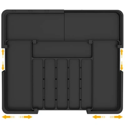 Imagen de ROELLY Cuberteros Para Cajon Cocina, Organizador Cubiertos Con 9 Compartimentos, Cubertero Extensible de Silicona 37 * 33cm, Almacenamiento Cocina,Negro
