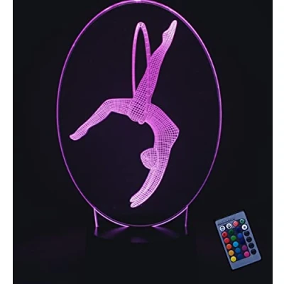 Imagen de Ilusión óptica 3D Gimnasia Luz de Noche Control Remoto 16 Colores que Cambian USB Poder Touch Switch Decor Lámpara LED Mesa Niños Juguetes Cumpleaños Navidad Regalo