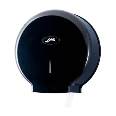 Imagen de Jofel Portarrollos de Papel Higiénico Industrial Mediano, Dispensador en Rollos 300m, 220mm Diámetro, Mandril 45mm, Ideal Baños Públicos, Carcasa ABS, Valor AE57600 Negro