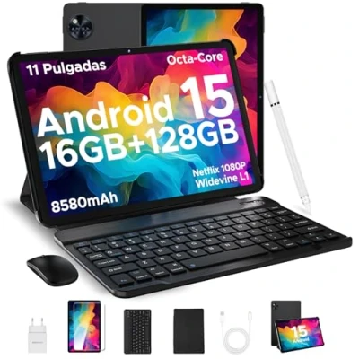 Imagen de DOOGEE 2025 Tablet 11 Pulgada, U11 Andriod 15 con Teclado, 16GB RAM+128GB ROM(2TB TF) 8580mAh, para niños T606 Octa Core, 7.9mm Cuerpo metálico, 13MP Camera, Widevine L1/Face ID/BT5.0