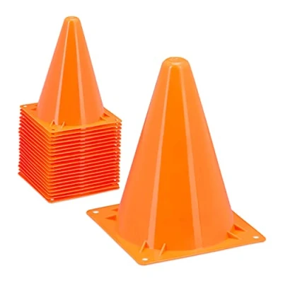 Imagen de Relaxdays Pylonen Set 20 Conos Señalización, Pilones Tráfico, Niños, Fútbol, Entrenamiento, 18cm, Adiestramiento Perros, Naranja, 18 x 13 cm