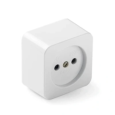 Imagen de FAMATEL Enchufe sin TT Toma de corriente 55 x Portacontactos en porcelana 16A 250V Blanco Marfil