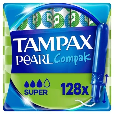 Imagen de Tampax Compak Pearl Super, 128 Tampones con Aplicador, Nuestro nº1 en Confort y Protección