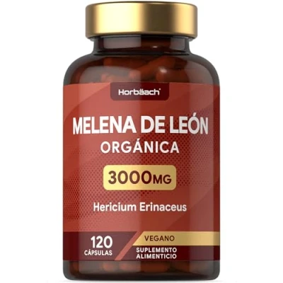 Imagen de Melena de Leon Capsulas 3000 mg Hongo Hericium Extracto Seta León Nootrópico Suplemento Orgánico Lions Mane Mushroom Alta Resistencia 120 Cápsulas Veganas Horbaach