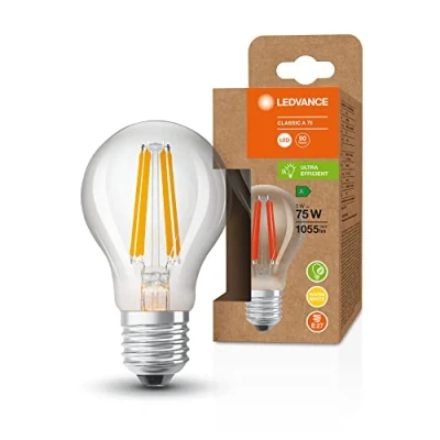 Imagen de LEDVANCE bombilla LED de bajo consumo, filamento, E27, blanco cálido (3000K), 5 vatios, sustituye a la 75W, altamente eficiente y paquete 6