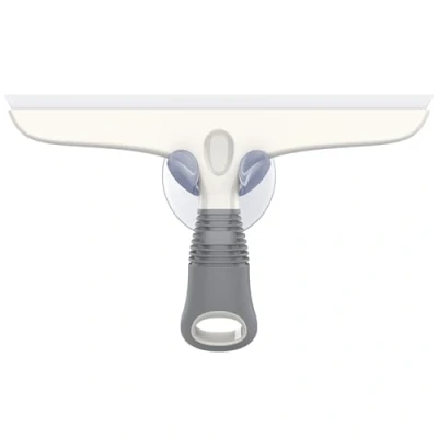 Imagen de MR.SIGA Jalador Multiuso para Ventanas, vidrios, Puertas de Ducha, automóviles, fregadoras Ventanas Servicio Pesado, Gancho succión Incluido, 10 Pulgadas, Blanco y Gris