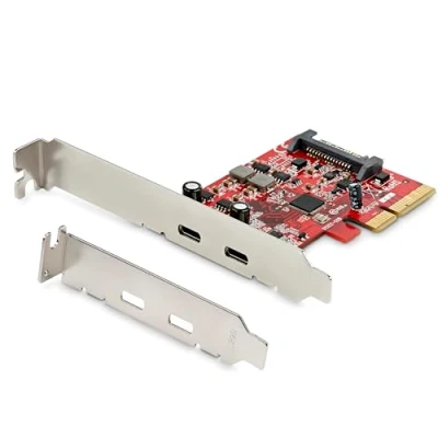 Imagen de StarTech.com Tarjeta Adaptadora PCI Express de 2 Puertos USB C 3.2 Gen (10Gbps) Chipset ASM3142 Hub Interno Tipo (PEXUSB312C3)